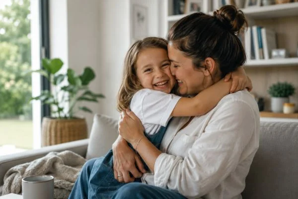happy child with parent after parenting plans Wakefield